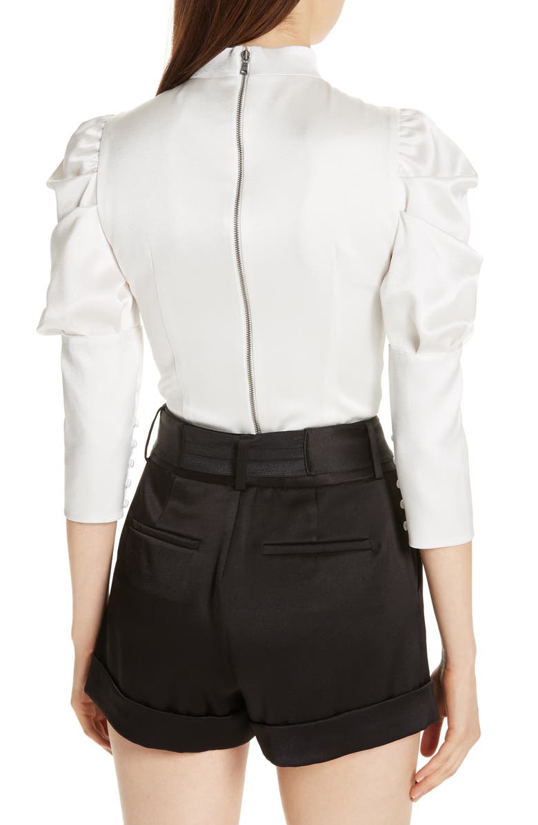 Alice + Olivia Brenna Puff Sleeve Blouse, Alternate, color, 