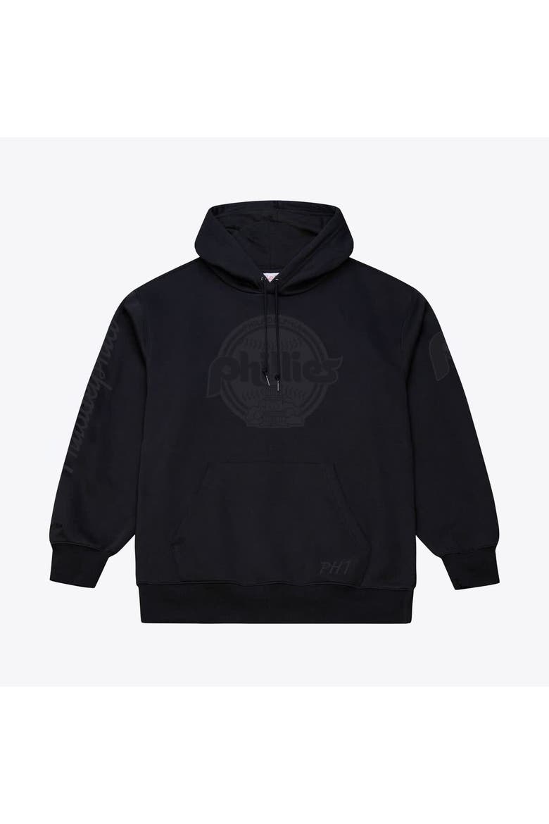 Men's Mitchell & Ness Black Philadelphia Phillies Phantom Fleece Hoodie, Main, color, Black