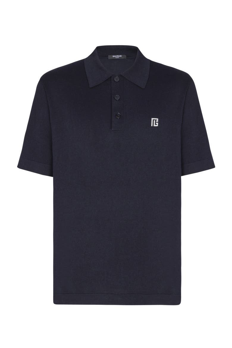Embroidered cotton polo, Alternate, color, navy