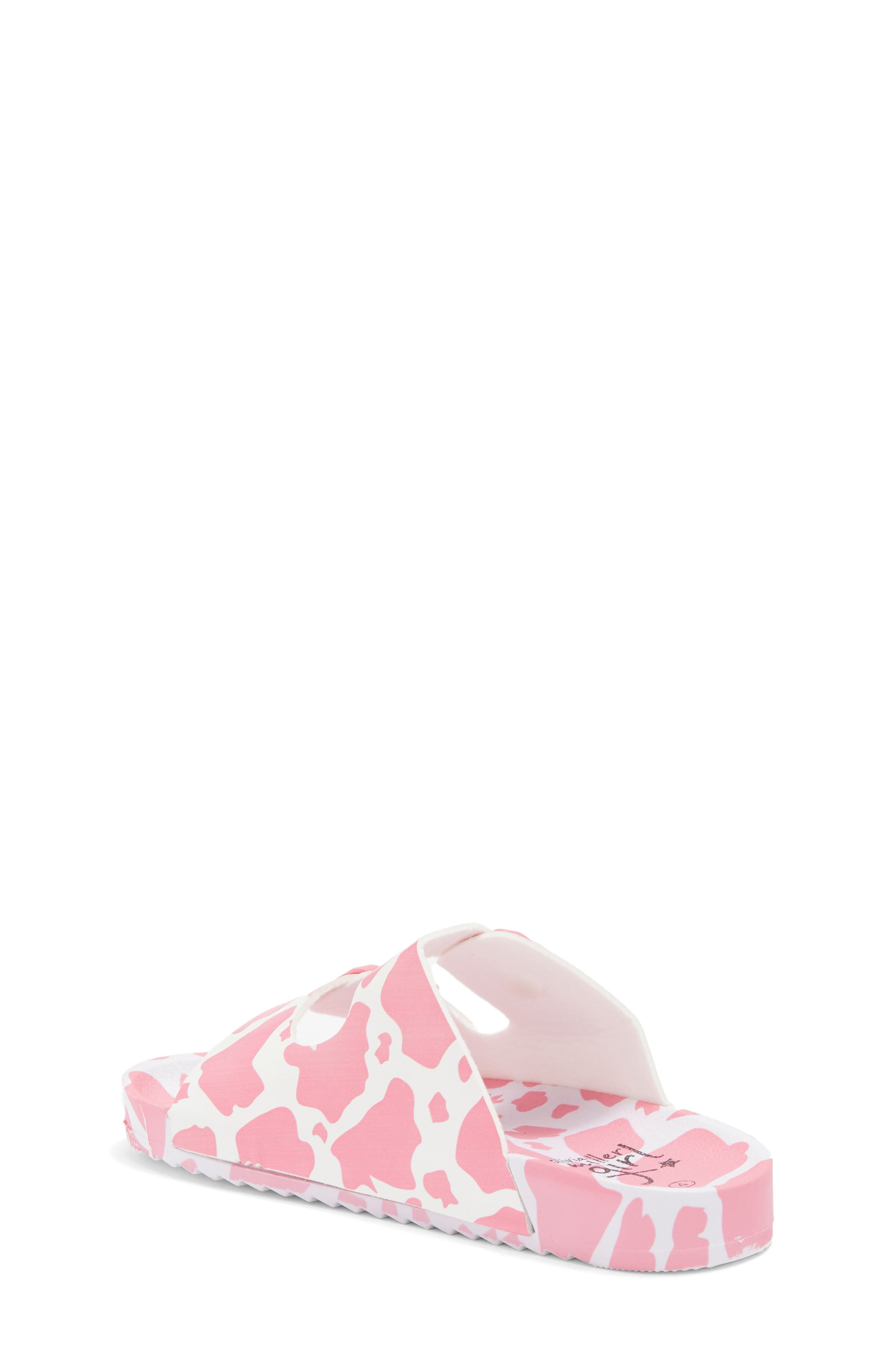 OLIVIA MILLER Cow Print Double Band Slide Sandal, Alternate, color, 