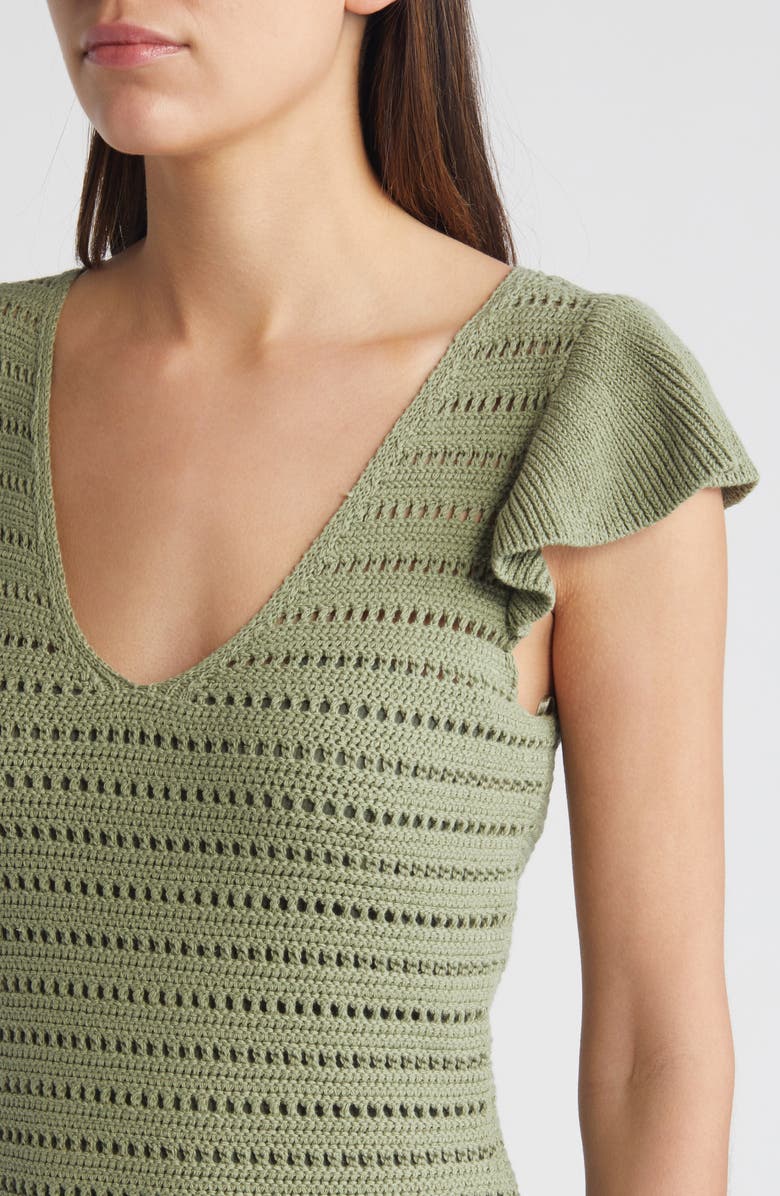 Treasure & Bond Flutter Sleeve Crochet Sweater Dress, Alternate, color,