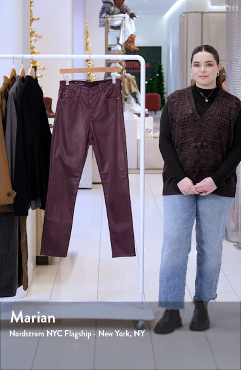 Mari Faux Leather Slim Straight Leg Jeans, sales video thumbnail