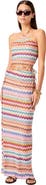 Missoni Long Pareo Skirt In Lamé Viscose With Pixel-effect Zigzag Pattern