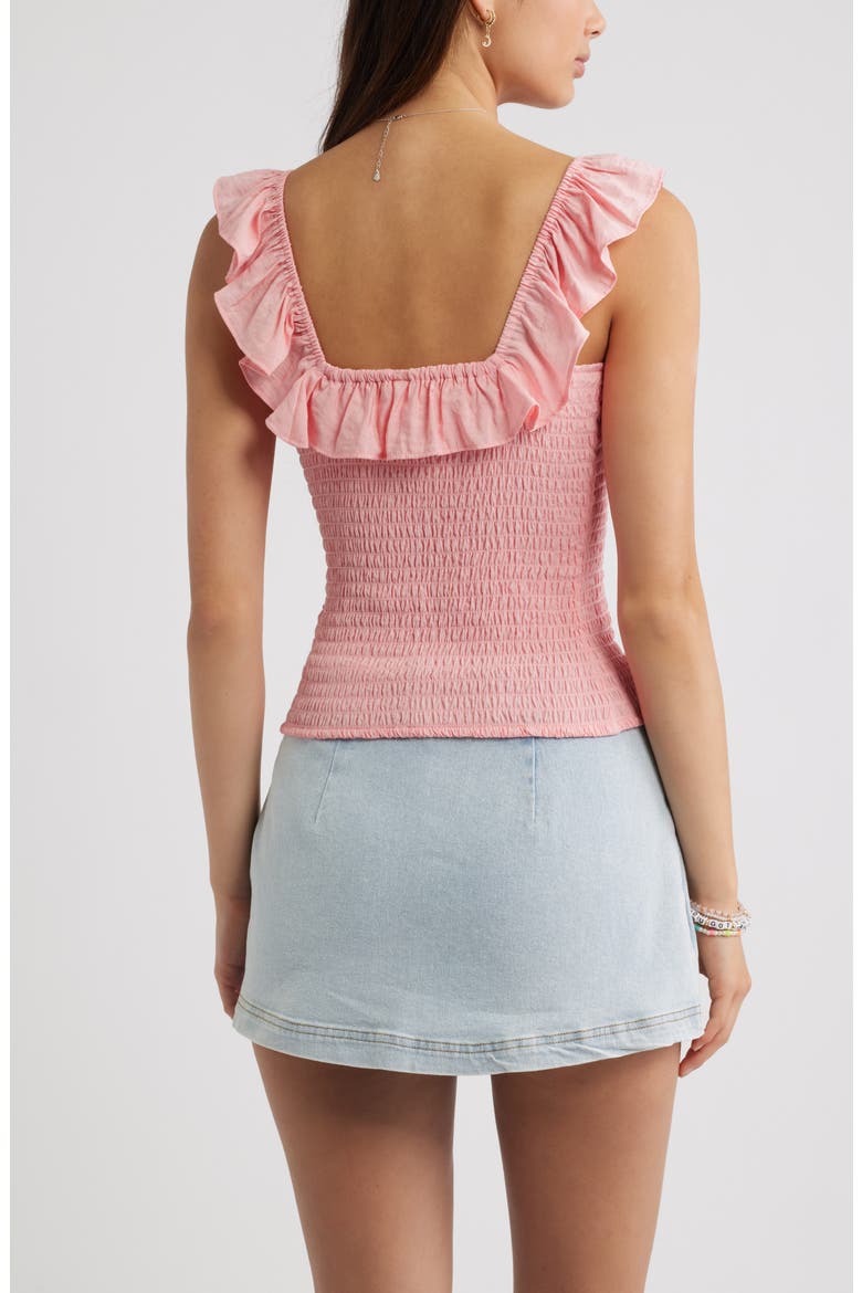 Smocked Ruffle Trim Tank, Alternate, color, PINK QUARTZ