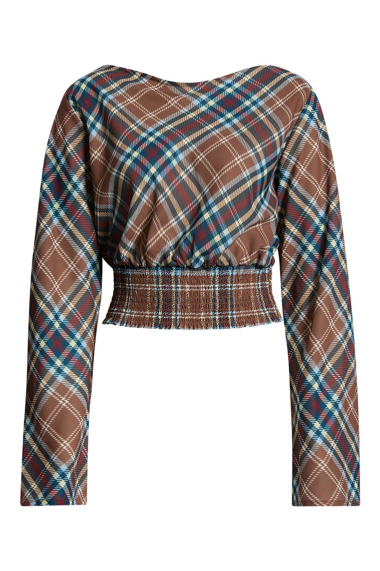The Ace Plaid Long Sleeve Crop Top, Alternate, color, PLAID