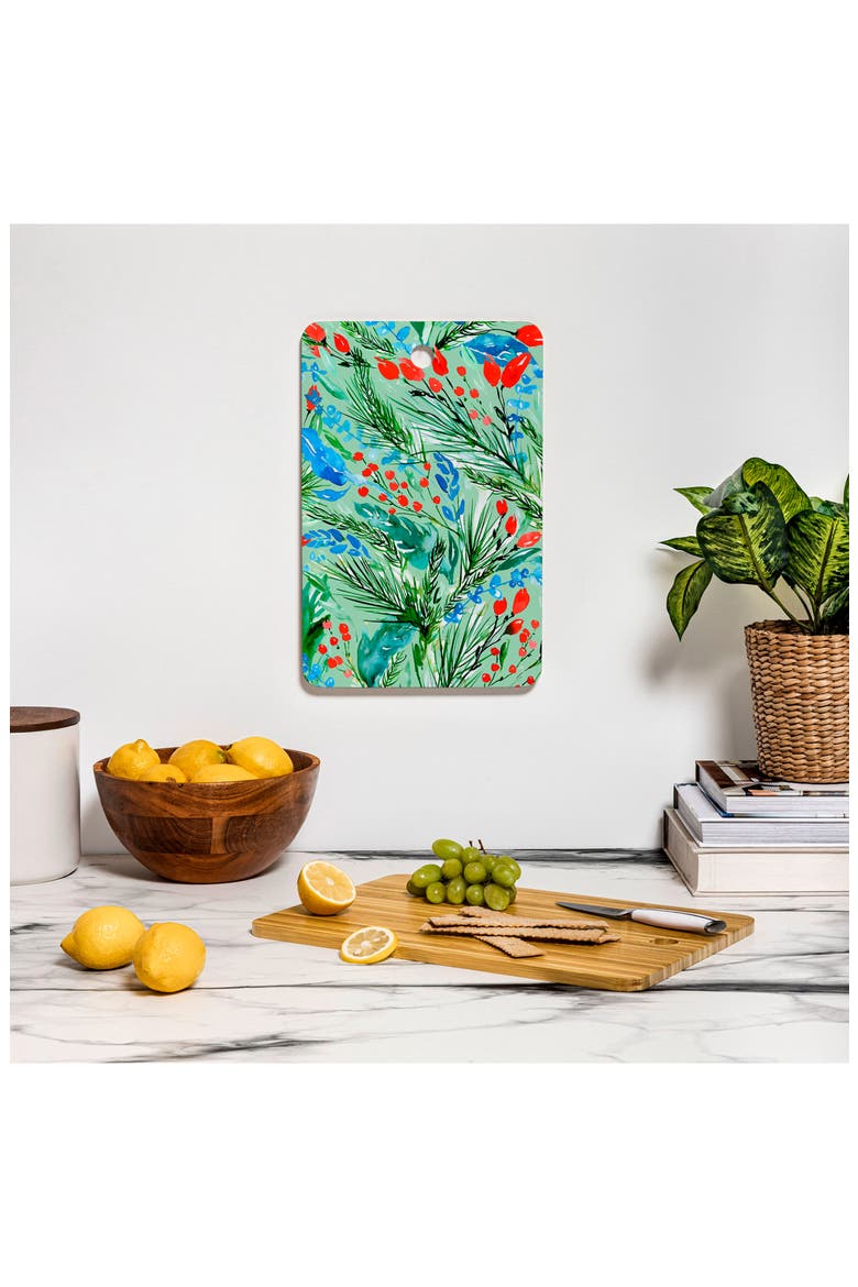 Snowflakes Watercolor Cutting Board, Alternate, color, GREEN
