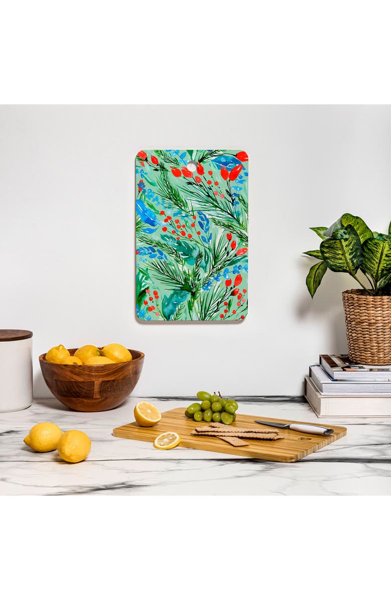 Deny Designs Winter Floral Cutting Board, Alternate, color, Green