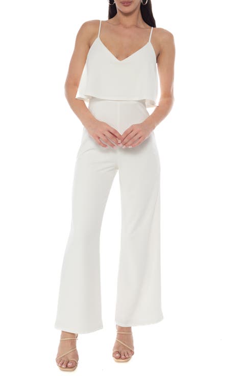 Ruffle Overlay Wide Leg Jumpsuit