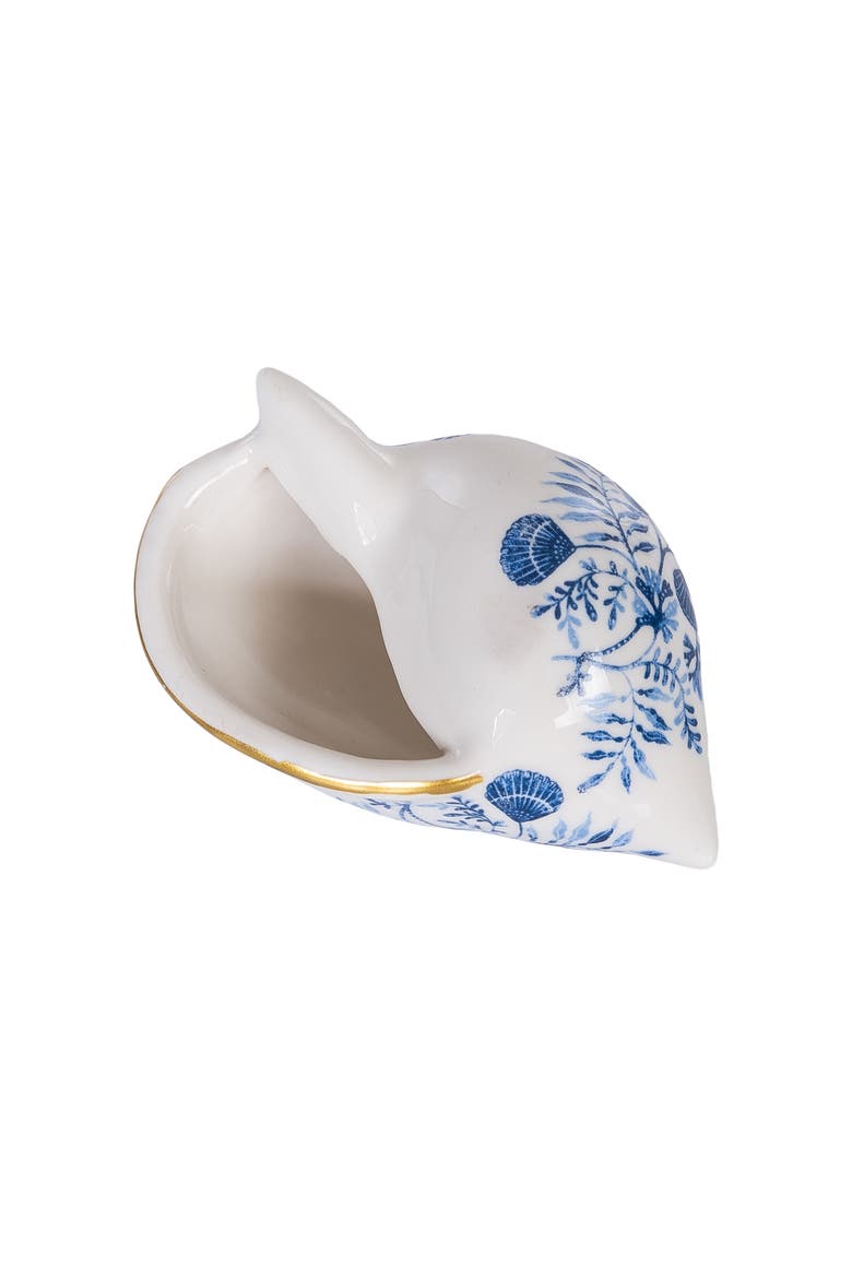 Chinoiserie Scotch Ponnet Nautilus Shell Figurine 2.12" x 3.9", Main, color, Blue