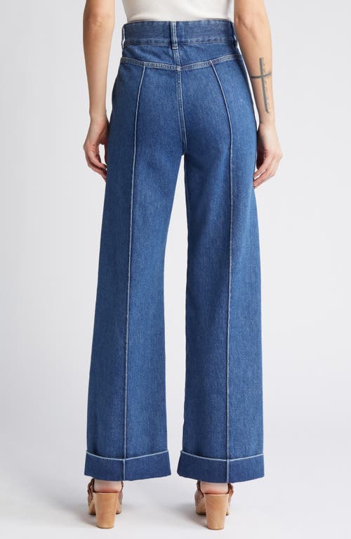 Shop Frame '70s Seamed Crop Straight Leg Jeans In Lago Di Como