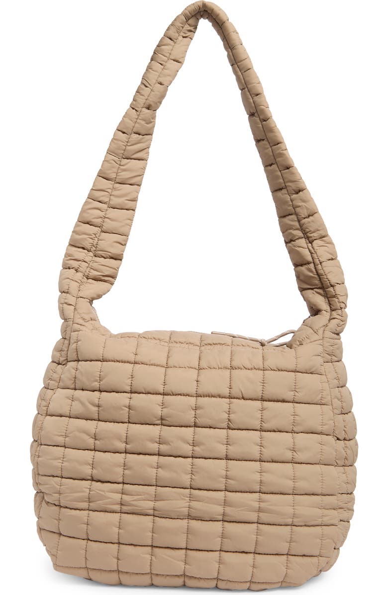 URBAN EXPRESSIONS HANDBAGS Square Quilt Nylon Hobo Bag, Alternate, color, Natural