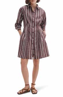 Taylor Stripe Tie Waist Long Sleeve Shirtdress