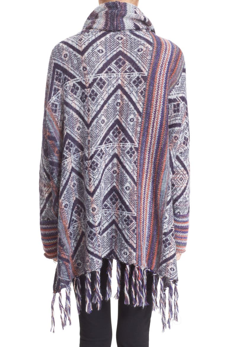 'Be the One' Fringe Poncho, Alternate, color, BLUE MULTI