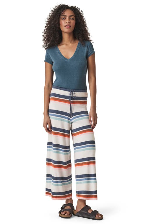 Splendid Polly Stripe Crop Sweater Knit Pants In White
