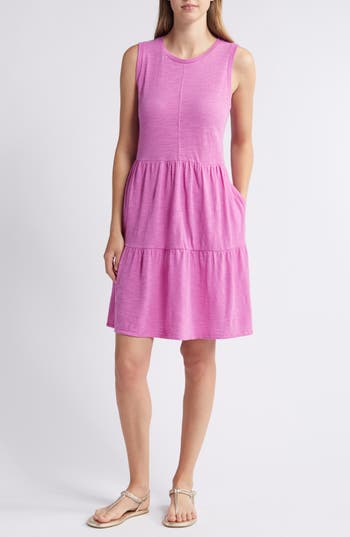 Caslon ® Sleeveless Tiered Jersey Dress In Pink Rosebud