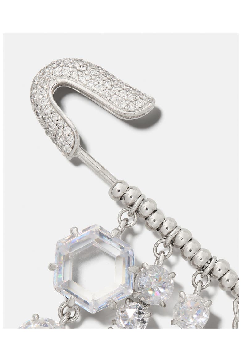 Opulence Cubic Zirconia Safety Pin Brooch, Alternate, color, CLEAR/ SILVER