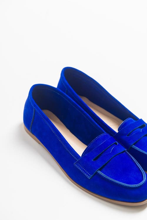 Forever & Always Shoes Dorothy Leather Loafer In Dark Blue Suede Leather