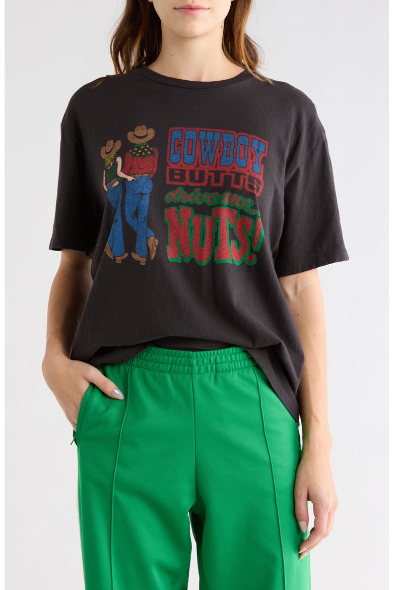 Cowboy Butts Boyfriend T-Shirt, Main, color, WASHED BLACK