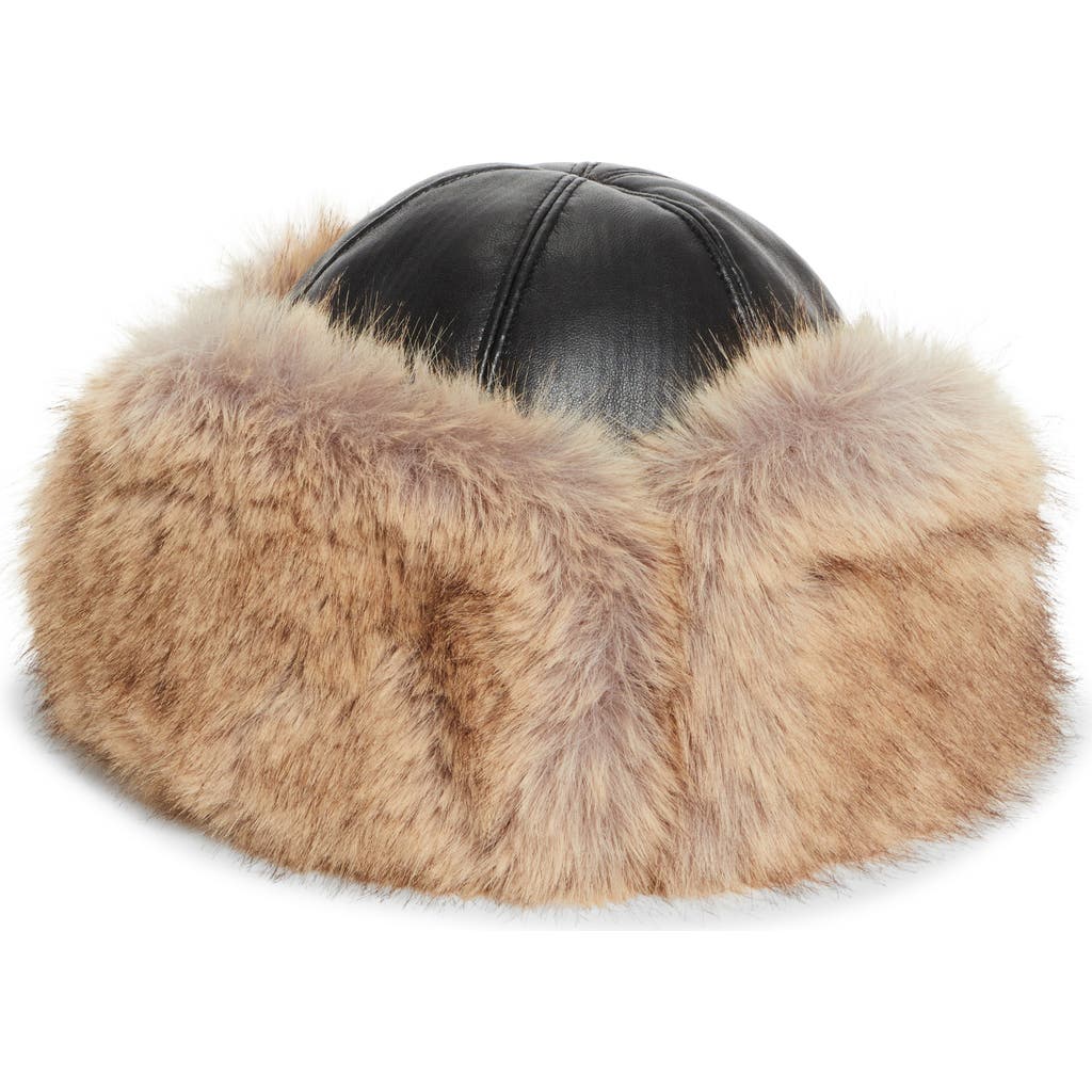 Stand Studio Sable Faux Leather & Faux Fur Trapper Hat In Neutral