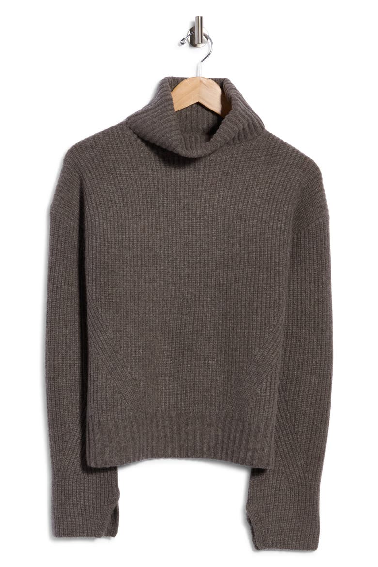 Matilda Wool & Cashmere Turtleneck Sweater, Main, color, HEATHER DARK UMBER