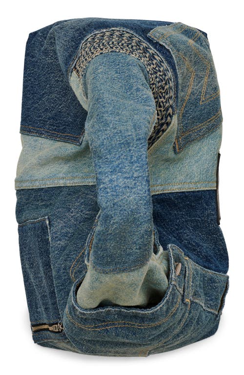 Marc Jacobs The Sack Deconstructed Denim Shoulder Bag In Indigo Multi
