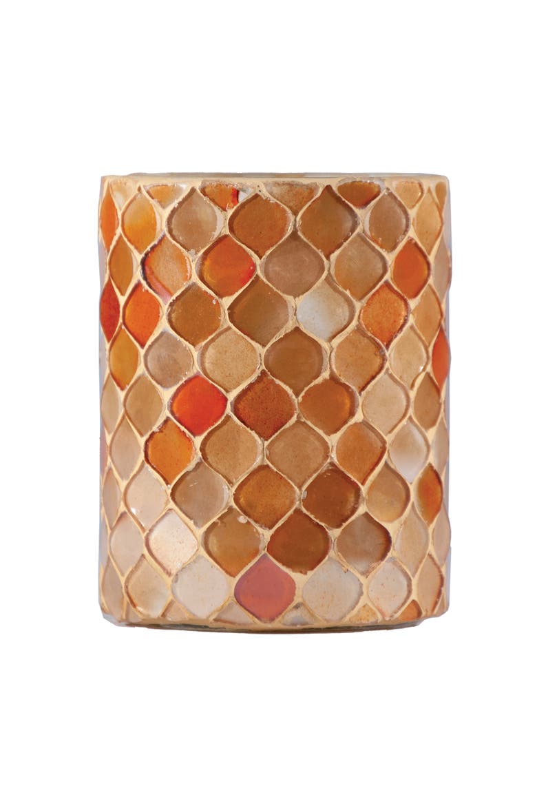 Round Glass Mosaic Votive Holder, Orange Color, Main, color, Orange