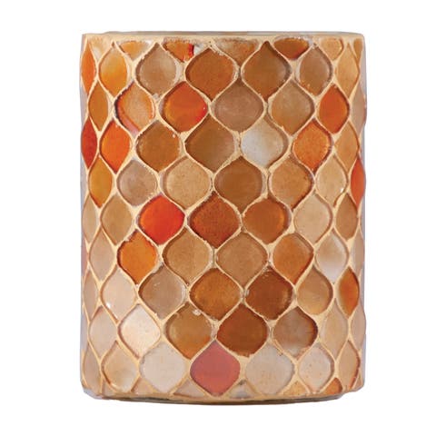Round Glass Mosaic Votive Holder, Orange Color