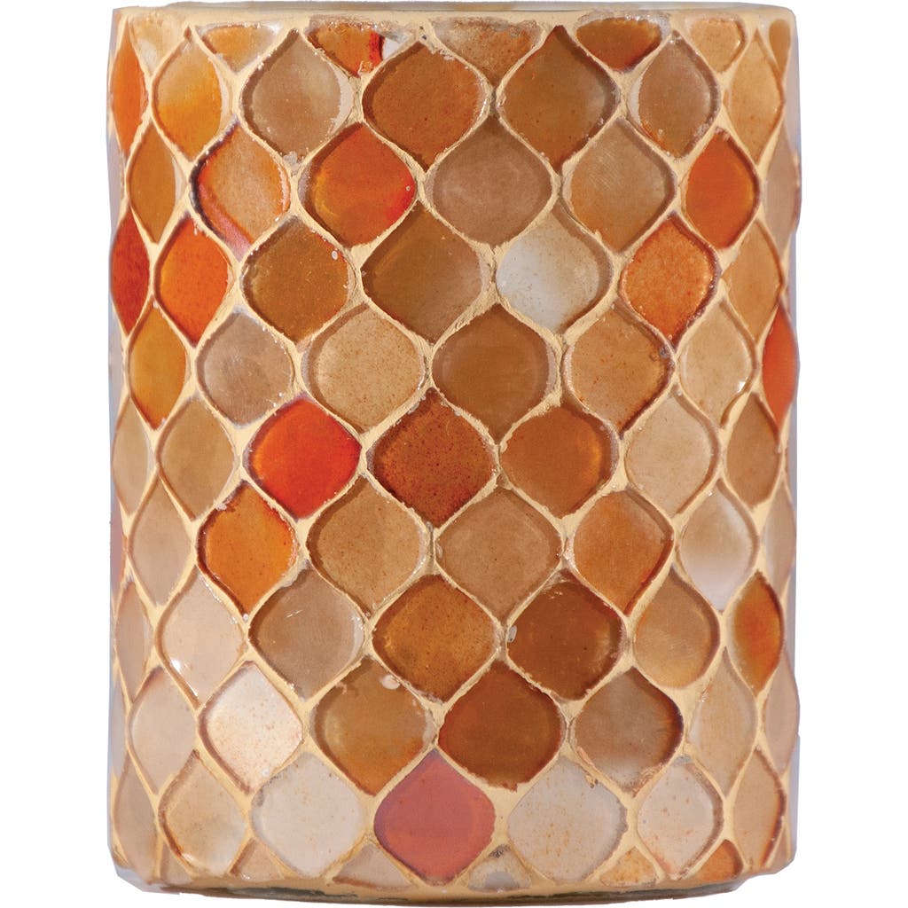 Storied Home Round Glass Mosaic Votive Holder, Orange Color In Multi