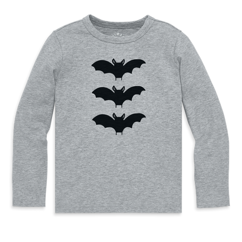 Primary Kids Long Sleeve Bat Tee In Gray