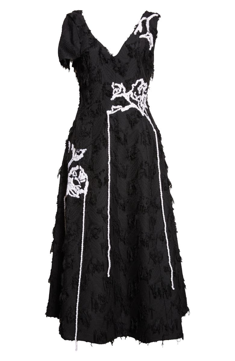 Erdem Embroidered Fil Coupé Jacquard Midi Dress, Alternate, color, Black