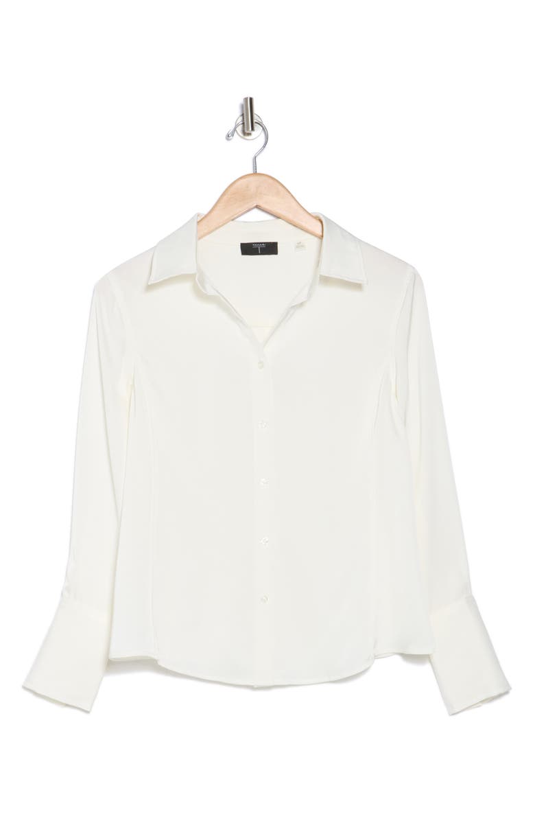 T Tahari Split Neck Button-Up Shirt, Alternate, color, 