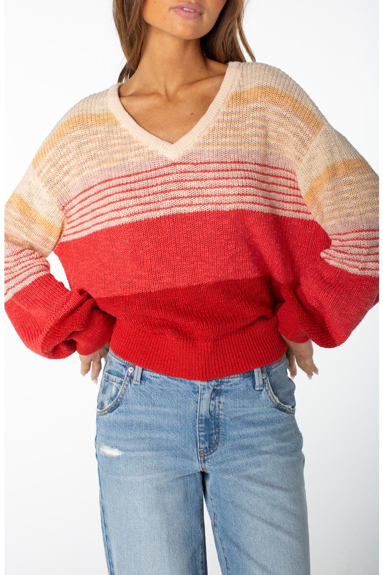 Vibes Level Stripe Sweater, Alternate, color, GINGER SPICE