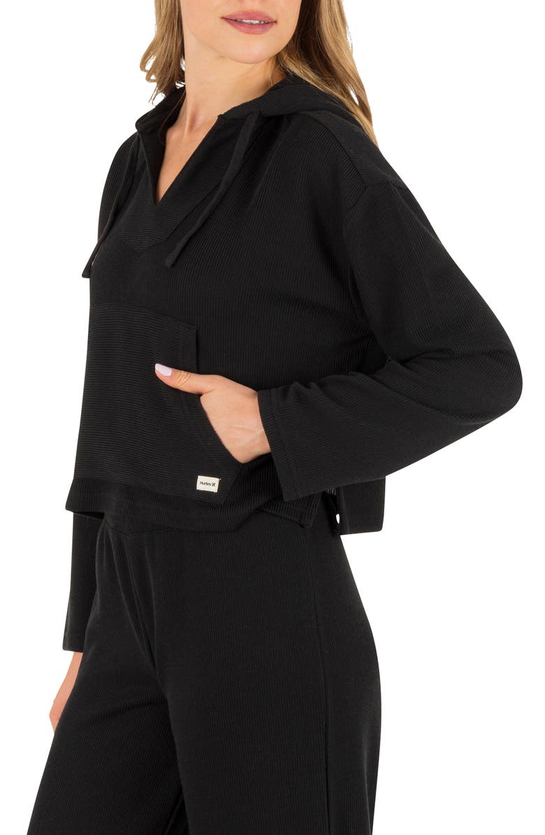 Hurley Positano Rib Hoodie, Alternate, color, Black