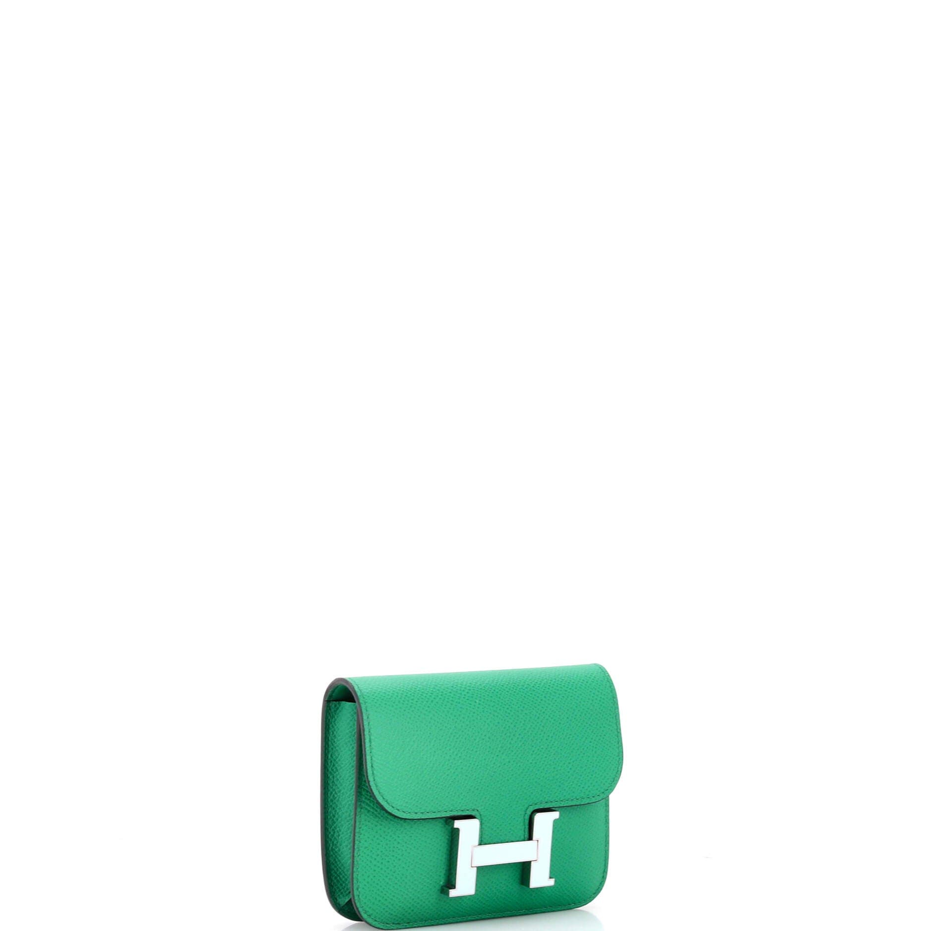 Pre-Owned Hermes Constance Slim Wallet Epsom, Alternate, color, Vert Jade
