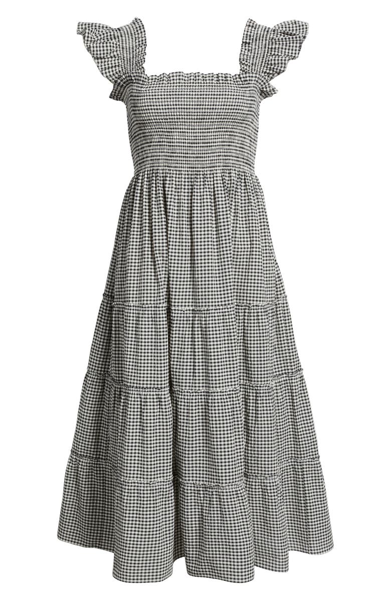 Hill House Home The Ellie Gingham Nap Midi Dress, Alternate, color, Black/ Sand Gingham