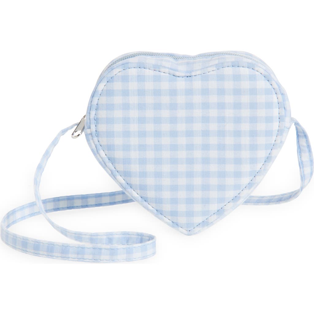 Capelli New York Kids' Gingham Heart Crossbody Bag In Blue