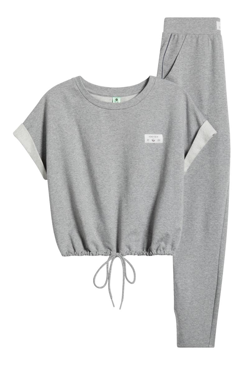 Short Sleeve T-Shirt & Joggers Lounge Set, Alternate, color, HEATHER GREY