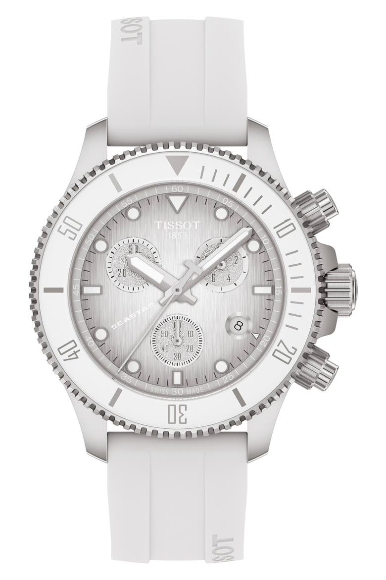 Seastar 1000 Chronograph Grayscale Silicone Strap Watch, 38mm, Main, color, GREY GRADIENT