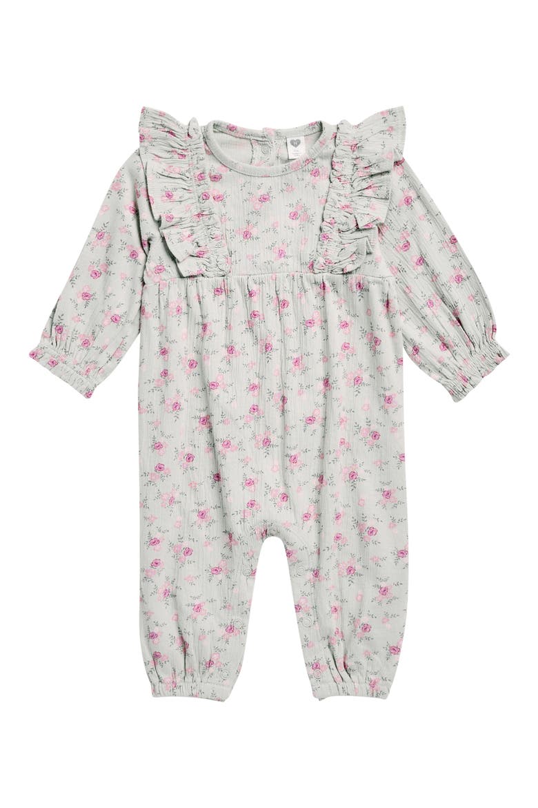 Kids' Bubble Sleeve Romper, Main, color, GREEN SIGH DITSY DAISY