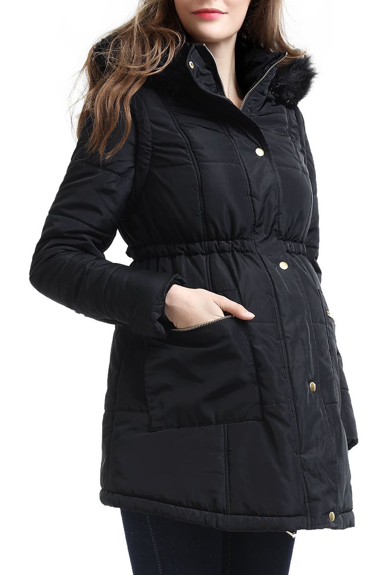 Mina 2-in-1 Hooded Maternity Coat, Alternate, color, BLACK