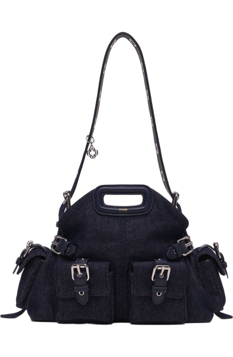 maje Miss M pockets denim bag, Alternate, color, Navy