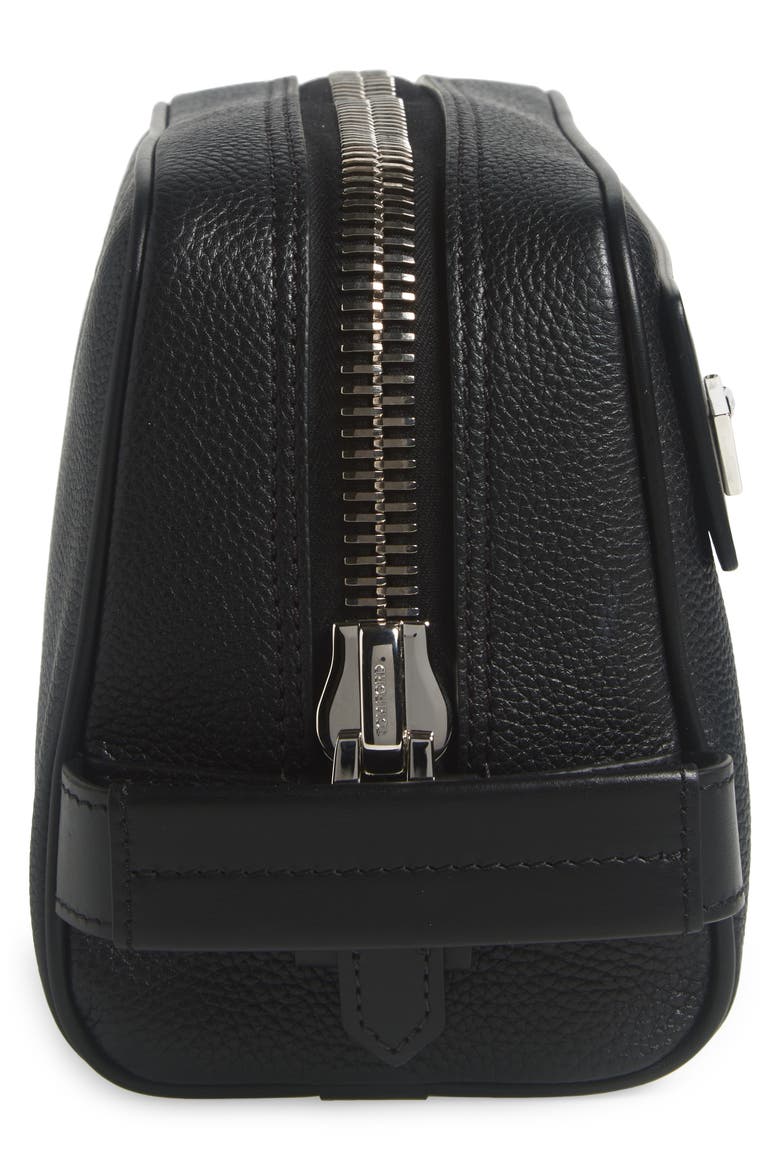 Soft Grained Leather Cosmetics Case, Alternate, color, BLACK