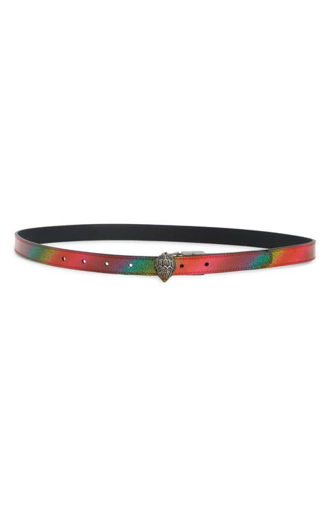 Glitter Rainbow Reversible Leather Belt
