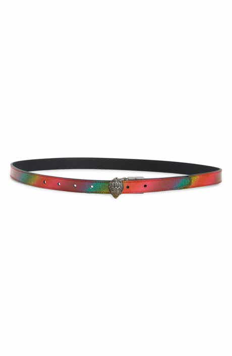 Glitter Rainbow Reversible Leather Belt