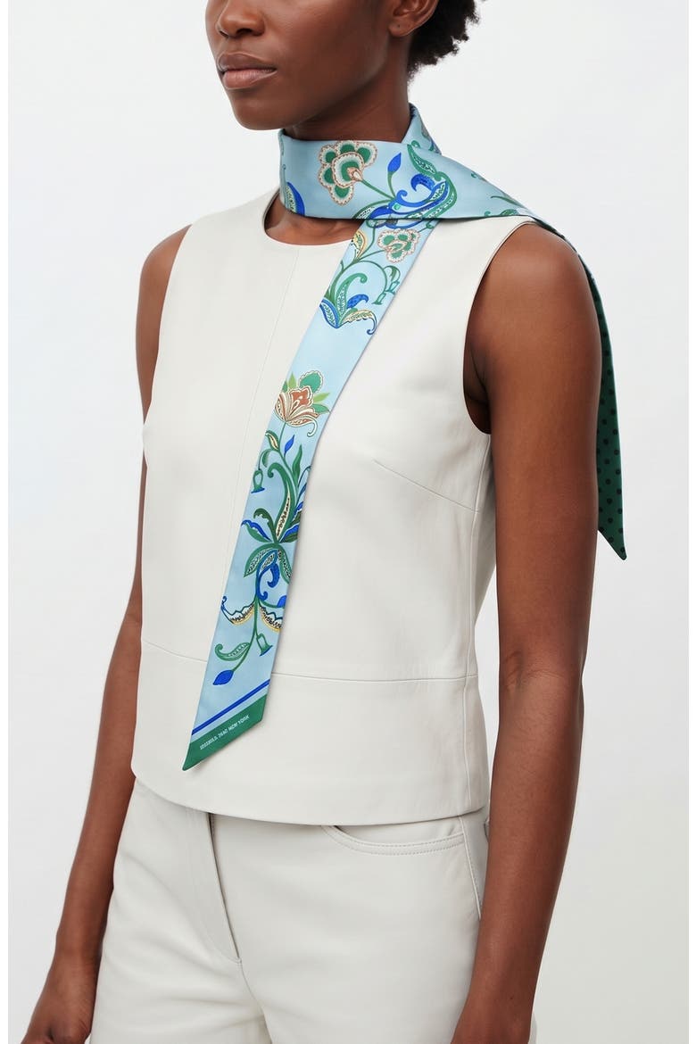 Silk Skinny Scarf Aqua Paisley, Alternate, color, Green