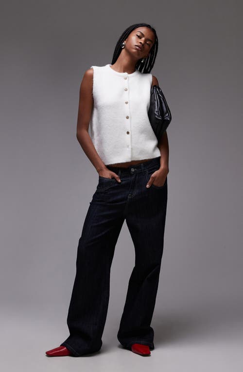 Topshop Hammered Button Front Sweater Vest In Multi