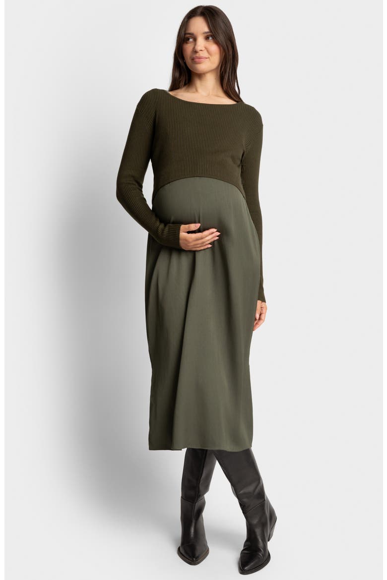 Maternity Sweater & Dress Set, Alternate, color, LIGHT/ PASTEL BROWN