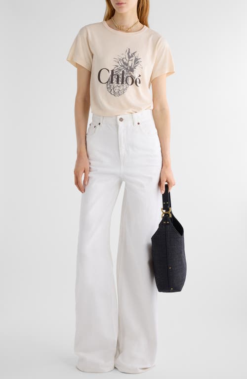 Chloé Pink Crewneck T-shirt With Maxi Logo Print On The Front In Cotton Woman In Neutral