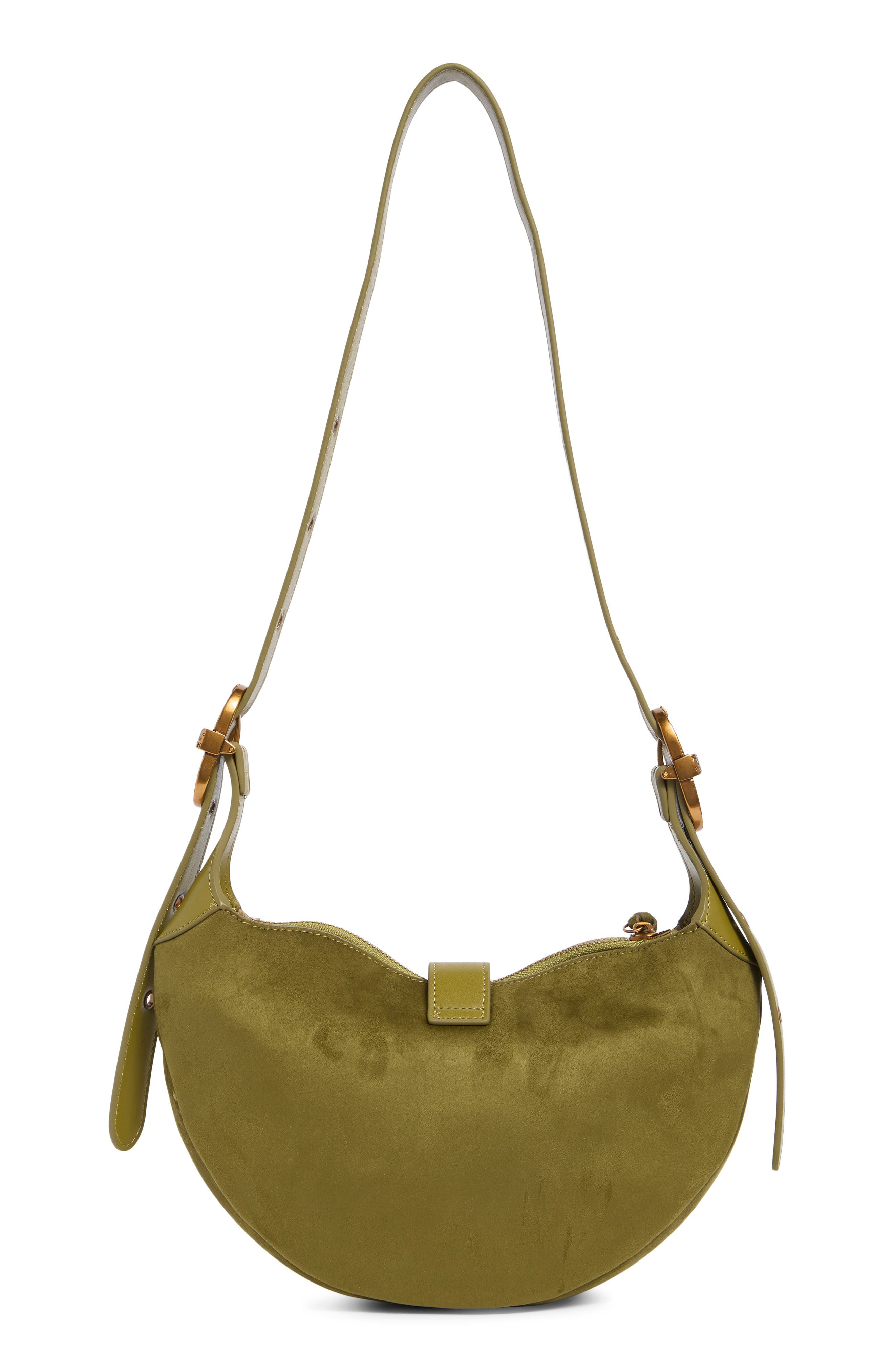 Tessa Suede Shoulder Bag, Alternate, color, DARK OLIVE