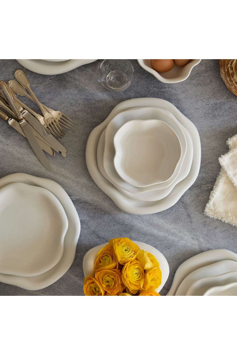 Amorphous Stoneware Dinner Plate Set, Alternate, color, White